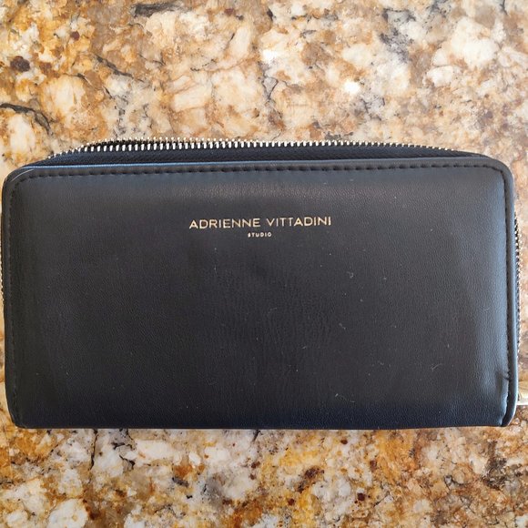 Adrienne Vittadini studio black wallet. 8"X4.5" faux leather, un-used. - Picture 2 of 12